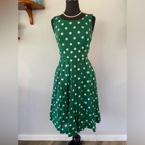 💚 EMILY & FIN POLKA DOT SWING COTTON RETRO PRETTY DRESS